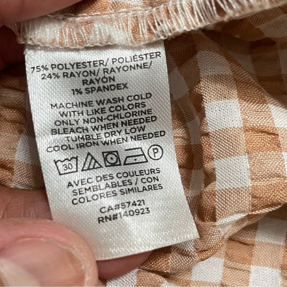LOFT Gingham Seersucker Tan & White Checkered Skirt 12P - Picture 9 of 12